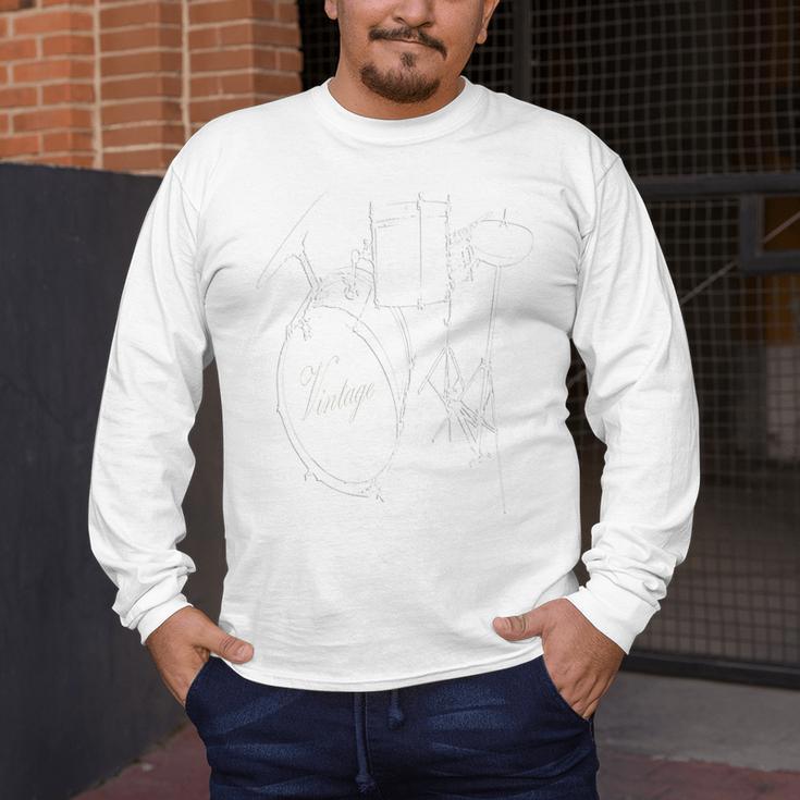 Drum Kit Vintage Drum Set Drummer Men's Long Sleeve T-Shirt Drum Kit Vintage Drum Set Drummer Men's Long Sleeve T-Shirt