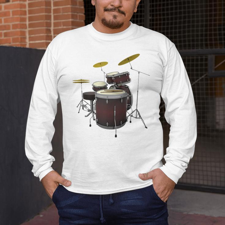 Drummer Drum Kit Raglan Baseball Tee Men's Long Sleeve T-Shirt Drummer Drum Kit Raglan Baseball Tee Men's Long Sleeve T-Shirt