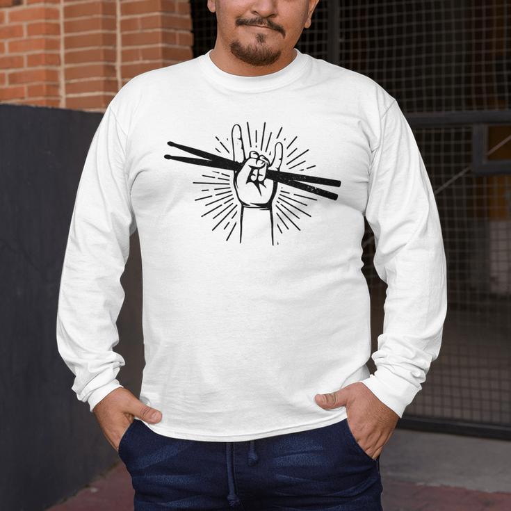 Drummer Drum Kit Rock & Roll Music Drummer Men's Long Sleeve T-Shirt Drummer Drum Kit Rock & Roll Music Drummer Men's Long Sleeve T-Shirt