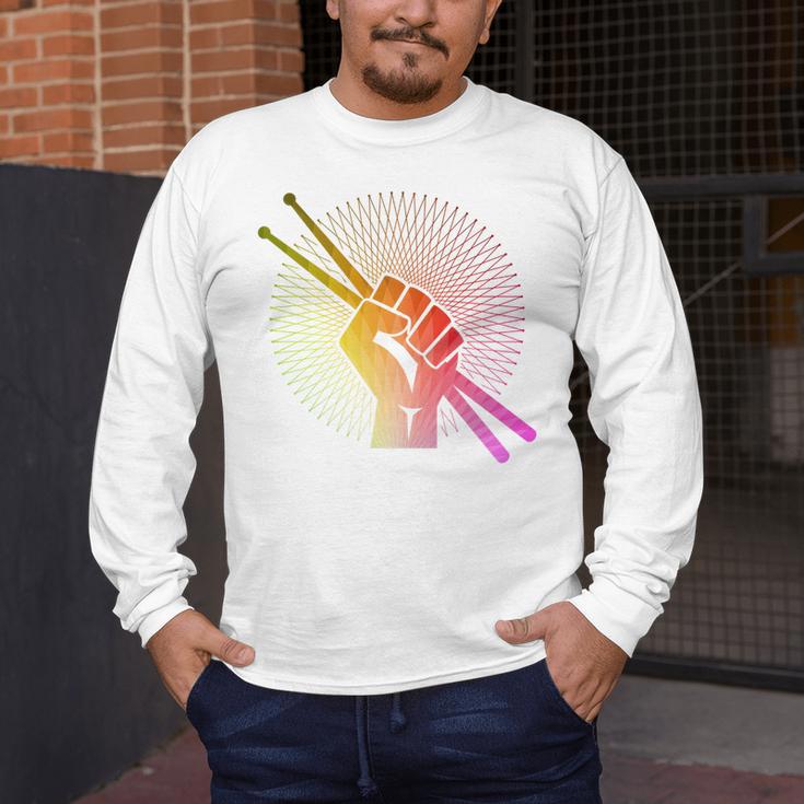 Drummer Drumsticks Fist Drum Kit Sweatshirt Men's Long Sleeve T-Shirt Drummer Drumsticks Fist Drum Kit Sweatshirt Men's Long Sleeve T-Shirt