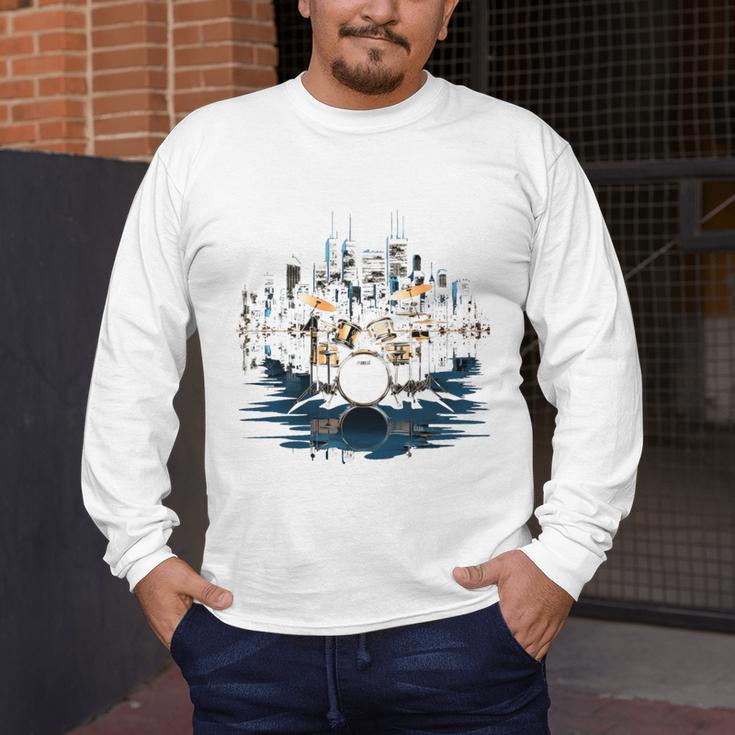 Drumset Drum Kit Music Drummer Drumming Men's Long Sleeve T-Shirt Drumset Drum Kit Music Drummer Drumming Men's Long Sleeve T-Shirt