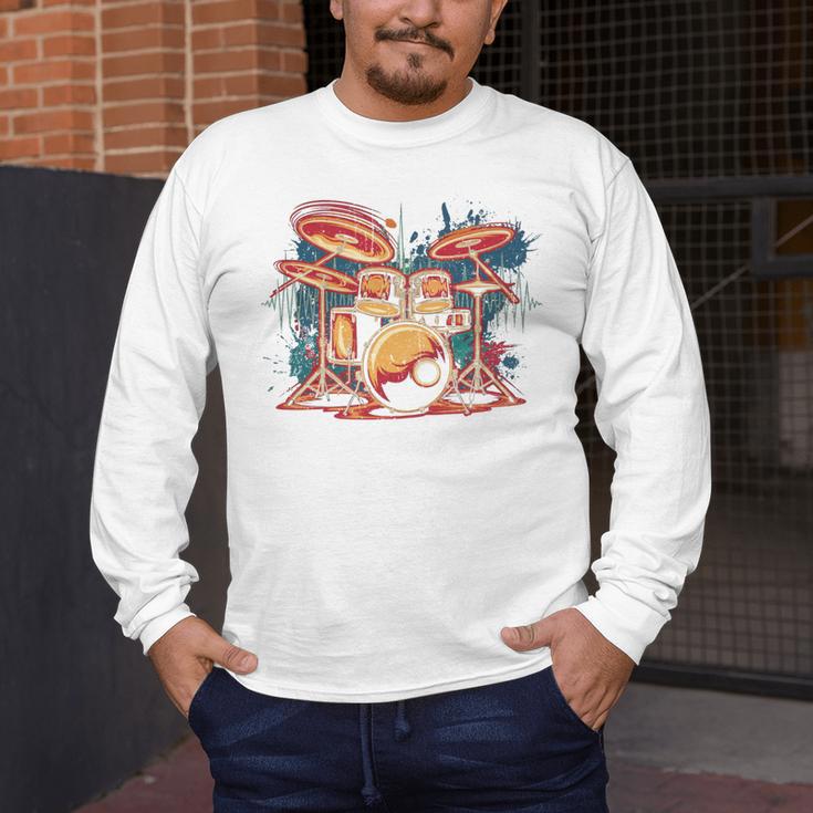 Dynamic Drum Kit For Drummers And Rock Music Lovers Sweatshirt Men's Long Sleeve T-Shirt Dynamic Drum Kit For Drummers And Rock Music Lovers Sweatshirt Men's Long Sleeve T-Shirt