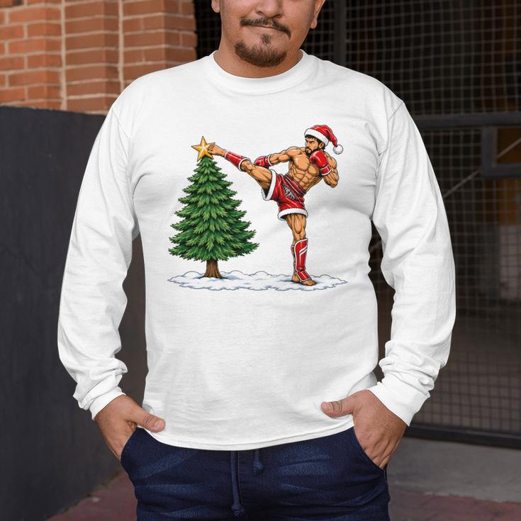 Festive Muay Thai Santa Christmas Men's Long Sleeve T-Shirt