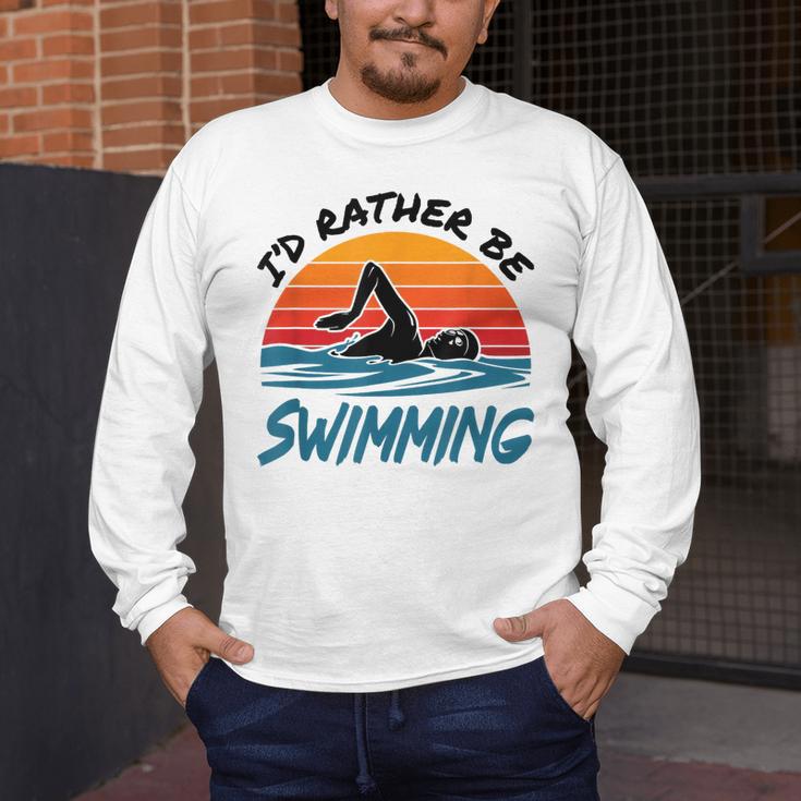 I'd Rather Be Swimming Retro Swim Swimmer Men's Long Sleeve T-Shirt I'd Rather Be Swimming Retro Swim Swimmer Men's Long Sleeve T-Shirt