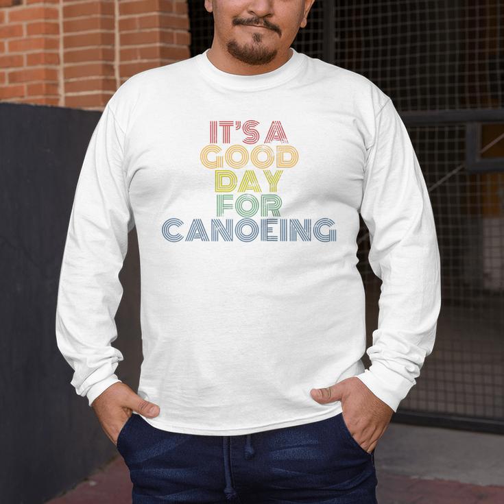It's A Good Day For Canoeing Retro 70s Vintage Distressed Raglan Baseball Tee Men's Long Sleeve T-Shirt
