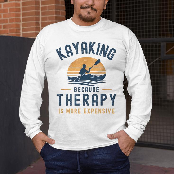 Kayaking Therapy Kayaker Canoe Paddle Lake River Men's Long Sleeve T-Shirt Kayaking Therapy Kayaker Canoe Paddle Lake River Men's Long Sleeve T-Shirt