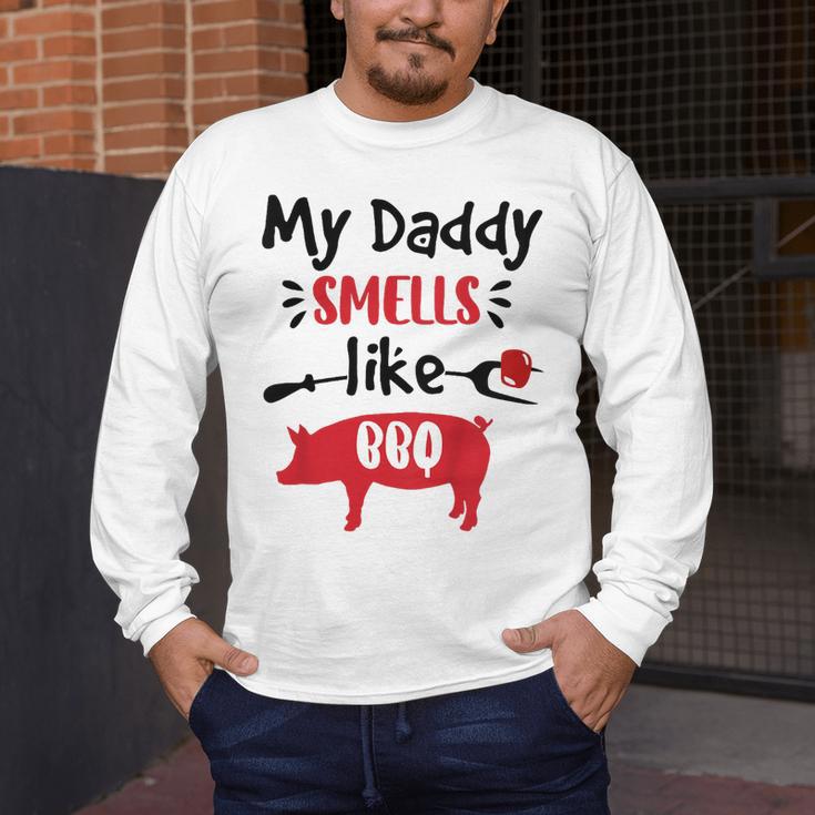 Kids My Daddy Smells Like BBQ Grilling Dad BBQ Dad Master Grill Men's Long Sleeve T-Shirt