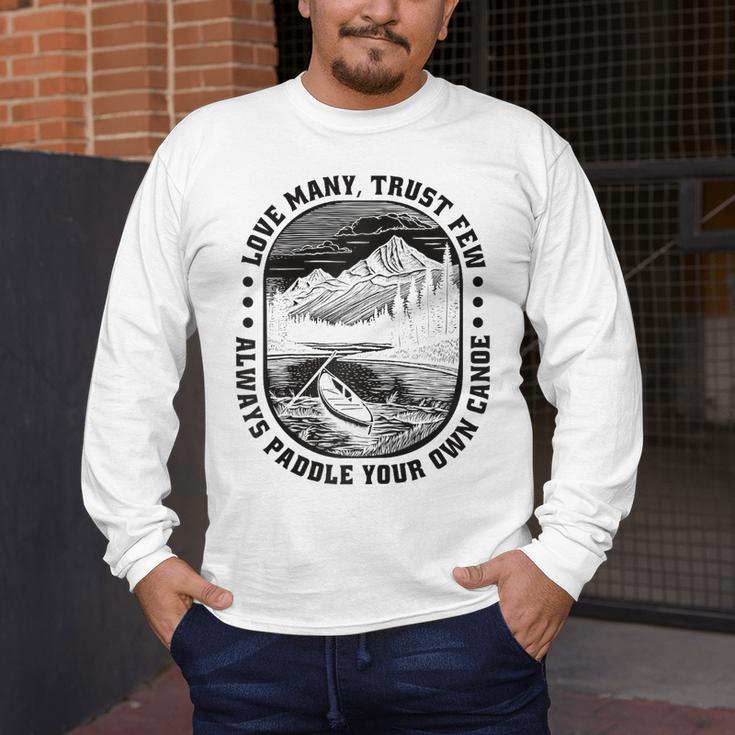 Love Many Trust Few Always Paddle Your Own Canoe Raglan Baseball Tee Men's Long Sleeve T-Shirt