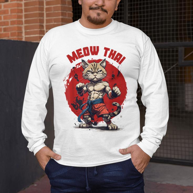 Meow Thai Funny Muay Thai And Cats Lover Men's Long Sleeve T-Shirt Meow Thai Funny Muay Thai And Cats Lover Men's Long Sleeve T-Shirt