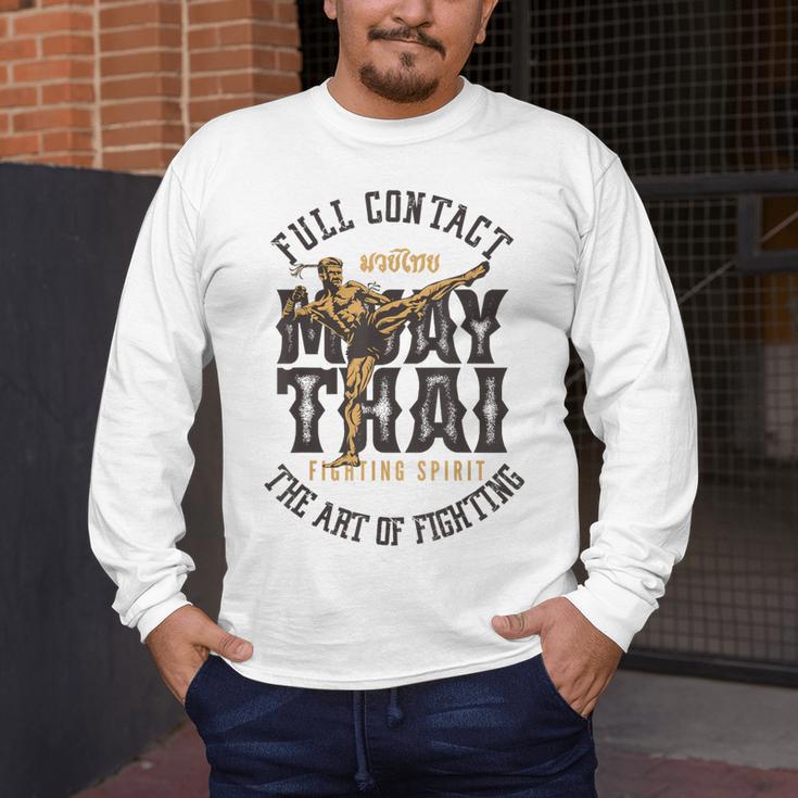 Muay Thai Fighter MMA Full Contact Retro Kickboxing Men's Long Sleeve T-Shirt Muay Thai Fighter MMA Full Contact Retro Kickboxing Men's Long Sleeve T-Shirt
