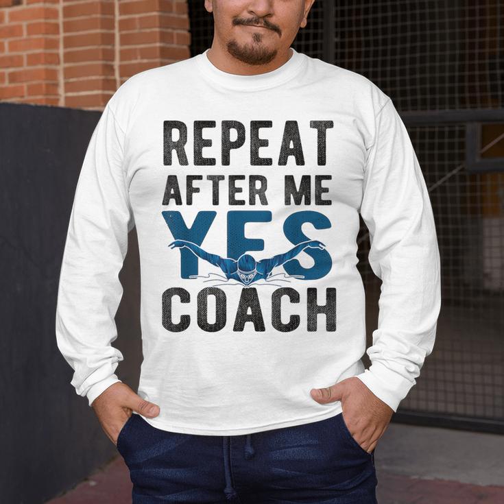 Repeat Yes Swim Coach Swimming Coach Men's Long Sleeve T-Shirt Repeat Yes Swim Coach Swimming Coach Men's Long Sleeve T-Shirt