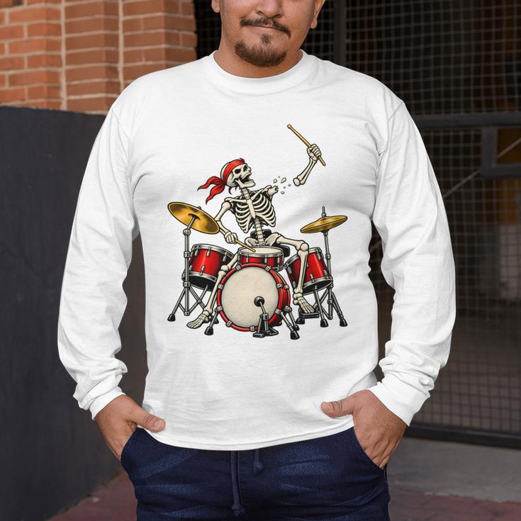 Skeleton Drummer Skull Drum Kit Halloween Men's Long Sleeve T-Shirt Skeleton Drummer Skull Drum Kit Halloween Men's Long Sleeve T-Shirt