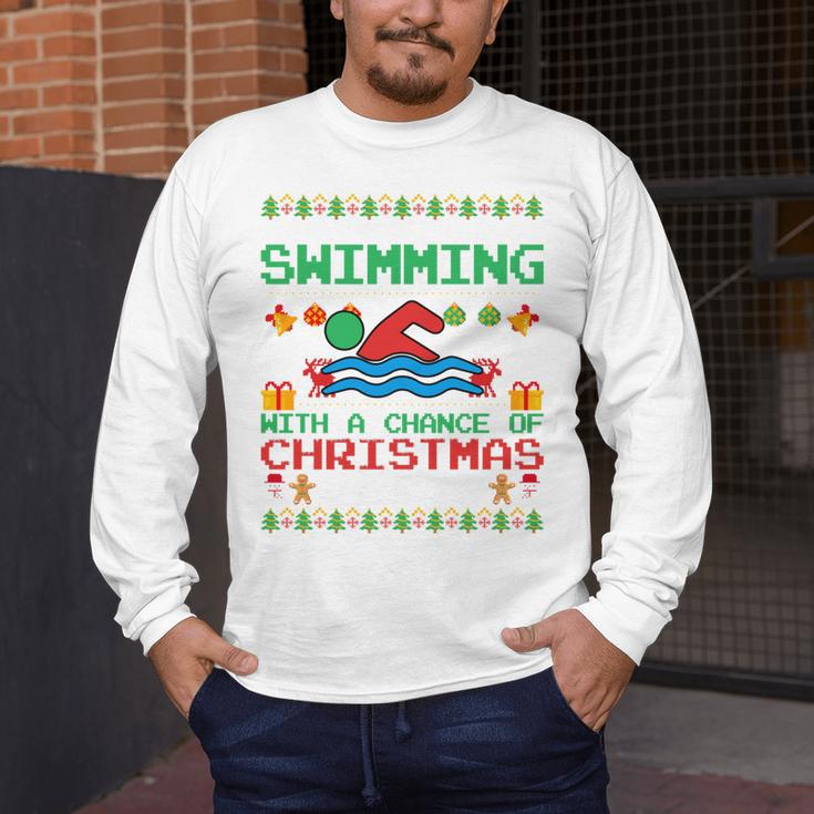 Swimming Christmas Party Swim Swimmer Christmas Ugly Style Men's Long Sleeve T-Shirt Swimming Christmas Party Swim Swimmer Christmas Ugly Style Men's Long Sleeve T-Shirt