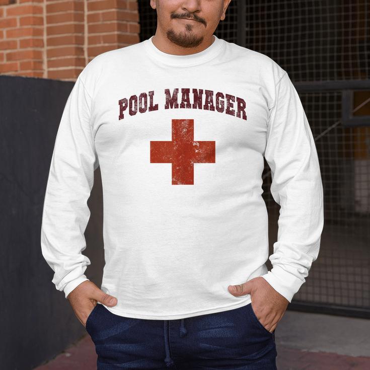 Swimming Pool Manager Beach Vacay Lifeguards Swim Cruise Men's Long Sleeve T-Shirt Swimming Pool Manager Beach Vacay Lifeguards Swim Cruise Men's Long Sleeve T-Shirt