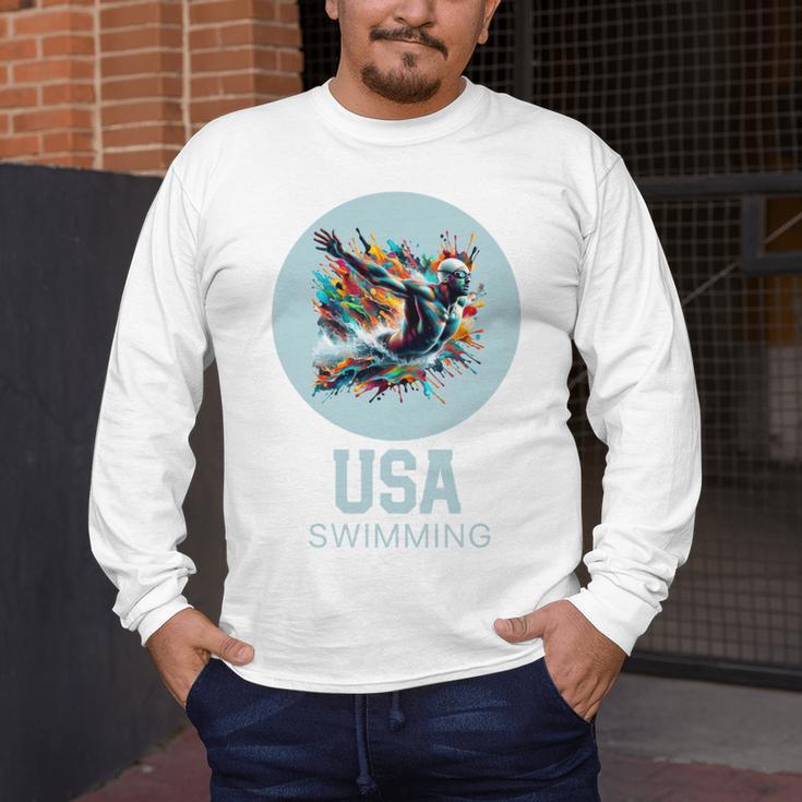 SWIMMING SPORT COMPETITIVE SWIM Men's Long Sleeve T-Shirt SWIMMING SPORT COMPETITIVE SWIM Men's Long Sleeve T-Shirt
