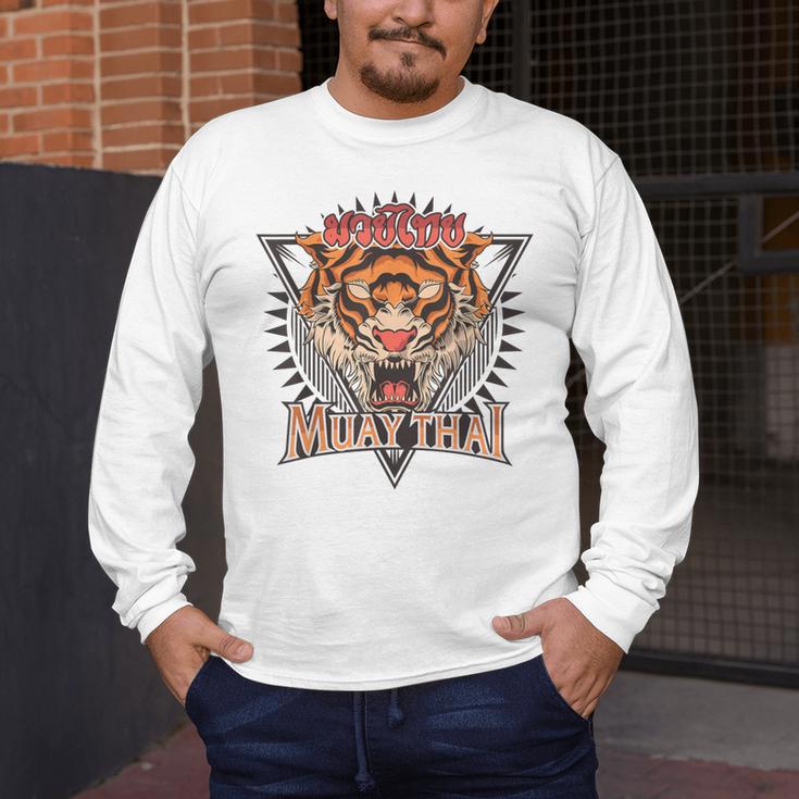 Tigar Muay Thai MMA Vintage Kickboxing Training Men's Long Sleeve T-Shirt
