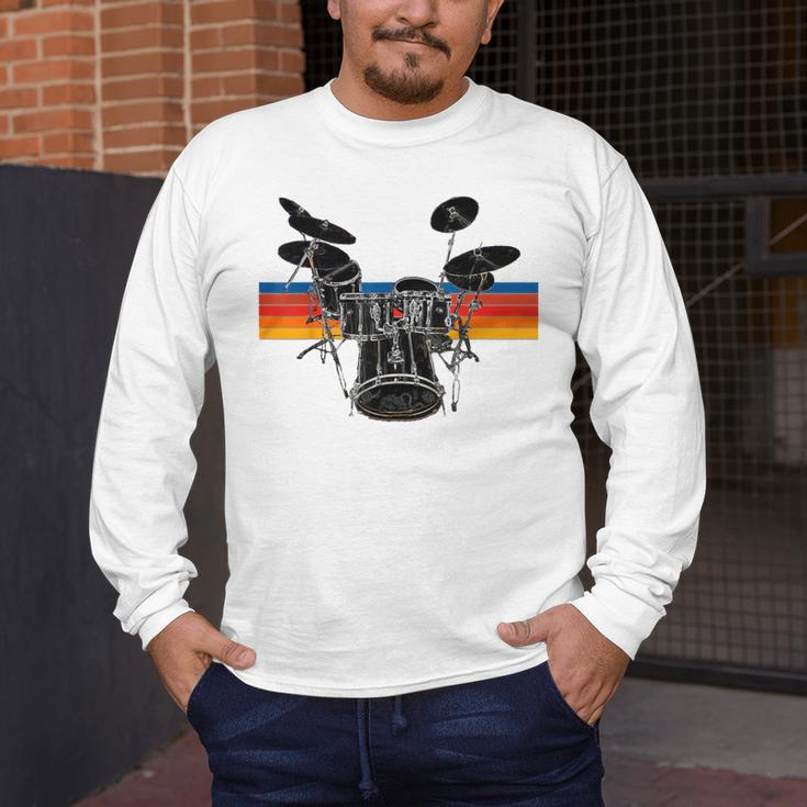 Vintage Drum Kit Drummer Rock Band Drums Men's Long Sleeve T-Shirt Vintage Drum Kit Drummer Rock Band Drums Men's Long Sleeve T-Shirt