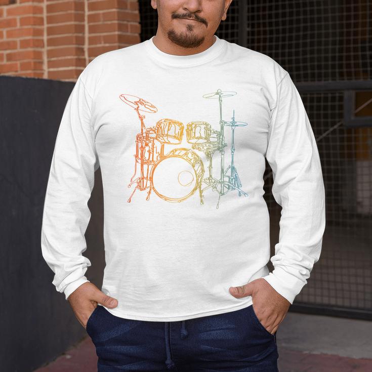 Vintage Drummer Drum Kit Men's Long Sleeve T-Shirt
