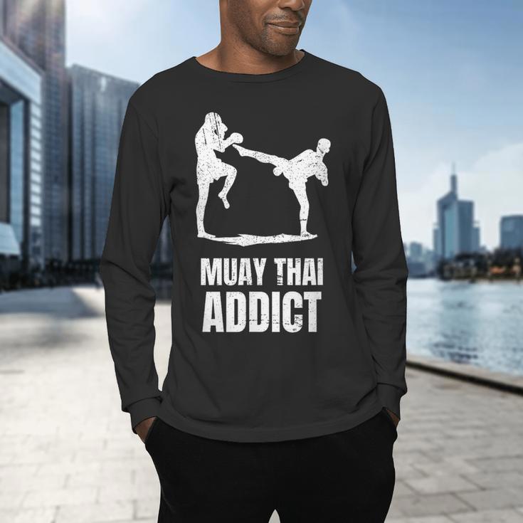 Addicted To Muay Thai Graphic Shirt Men's Long Sleeve T-Shirt Addicted To Muay Thai Graphic Shirt Men's Long Sleeve T-Shirt