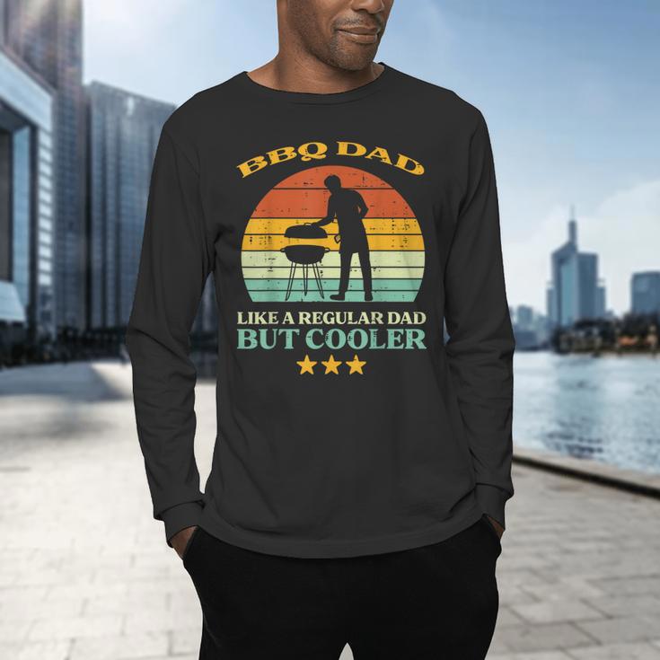 Bbq Dad Cooler Retro Barbecue Grill Fathers Day Daddy Papa Men's Long Sleeve T-Shirt