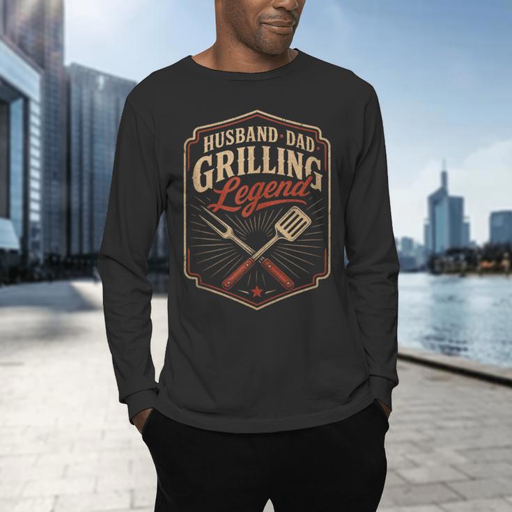 BBQ Dad Husband Dad Grilling Legend Men's Long Sleeve T-Shirt BBQ Dad Husband Dad Grilling Legend Men's Long Sleeve T-Shirt