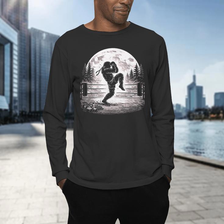 Bigfoot Muay Thai Boxer Martial Arts Sasquatch Men's Long Sleeve T-Shirt