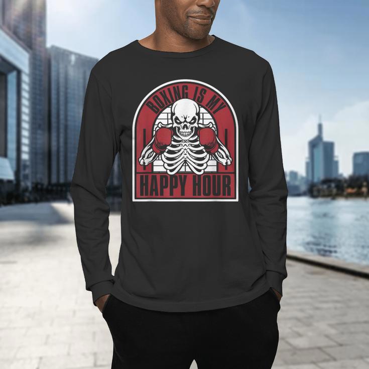 Boxing Is My Happy Hour Muay Thai Kickboxer Fan Boxing Men's Long Sleeve T-Shirt