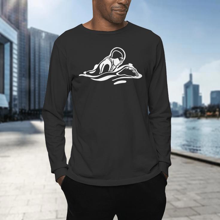 Breaststroke Swimming Stylized Design For Swimmers Men's Long Sleeve T-Shirt Breaststroke Swimming Stylized Design For Swimmers Men's Long Sleeve T-Shirt