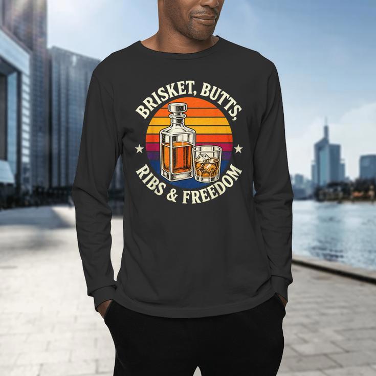 Brisket Butts Ribs And Freedom BBQ Dad Men's Long Sleeve T-Shirt Brisket Butts Ribs And Freedom BBQ Dad Men's Long Sleeve T-Shirt