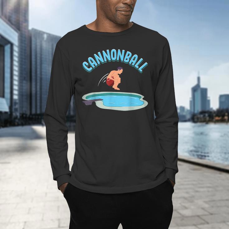 Cannonball Swimming Pool Fun Diving Diver Swimmer Cool Men's Long Sleeve T-Shirt