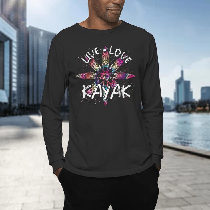 Canoe Boat Paddling Sport Kayaker Live Love Kayak Kayaking Men's Long Sleeve T-Shirt Canoe Boat Paddling Sport Kayaker Live Love Kayak Kayaking Men's Long Sleeve T-Shirt