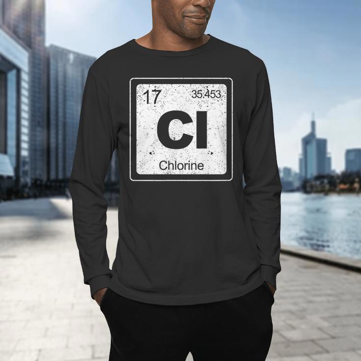 Chlorine Periodic Table Symbol Chemistry Swimming Dive Men's Long Sleeve T-Shirt Chlorine Periodic Table Symbol Chemistry Swimming Dive Men's Long Sleeve T-Shirt