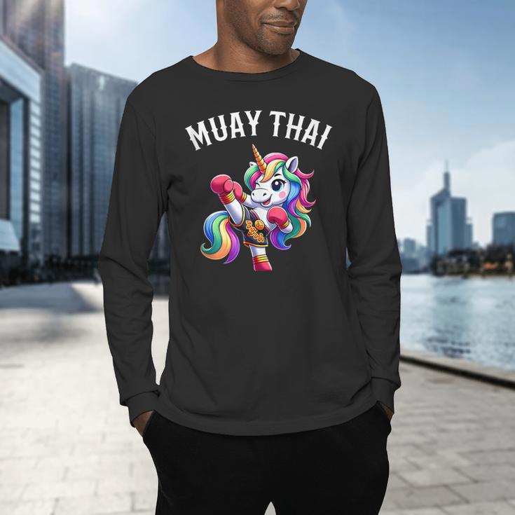 Cute Muay Thai Unicorn Men's Long Sleeve T-Shirt