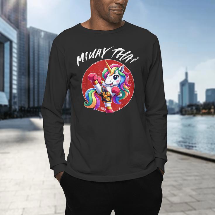 Cute Thai Boxing And Muay Thai Unicorn Men's Long Sleeve T-Shirt Cute Thai Boxing And Muay Thai Unicorn Men's Long Sleeve T-Shirt