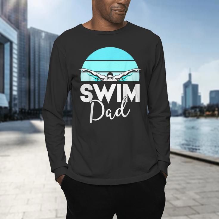 Dad Father School Swimming Meet Swimmer Swimmer Men's Long Sleeve T-Shirt Dad Father School Swimming Meet Swimmer Swimmer Men's Long Sleeve T-Shirt