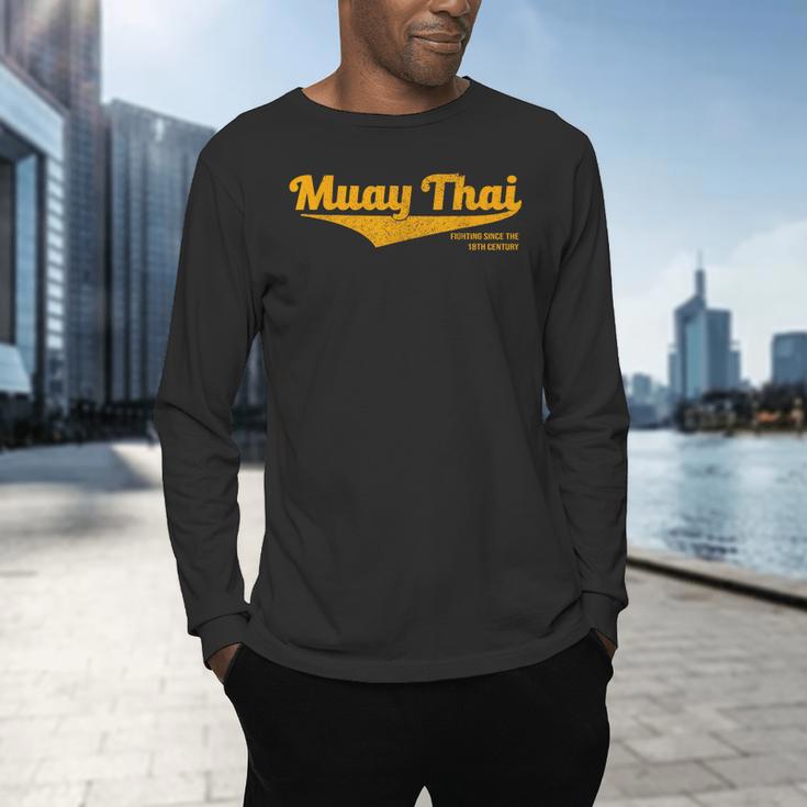Distressed Muay Thai Kickboxing MMA BJJ Thailand T-Shirt Men's Long Sleeve T-Shirt
