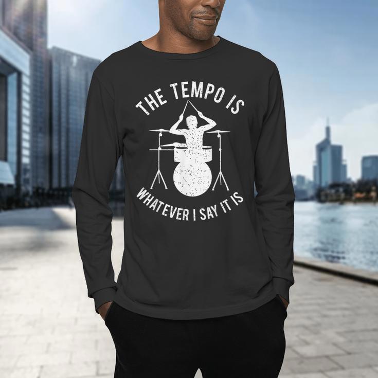 Drum Kit Graphic For a Drummer With Percussion Instruments Men's Long Sleeve T-Shirt