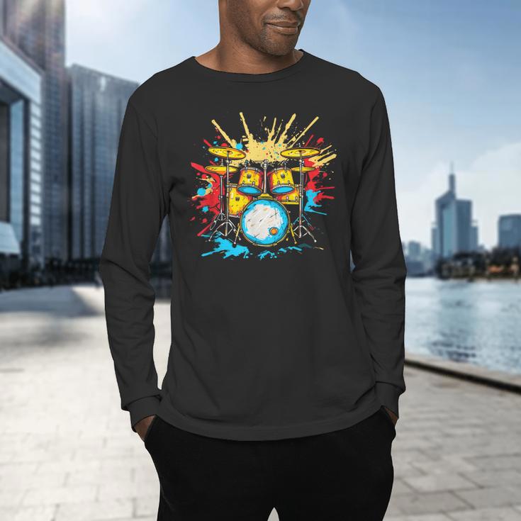 Drum Kit Steamwave Music Band Men's Long Sleeve T-Shirt Drum Kit Steamwave Music Band Men's Long Sleeve T-Shirt