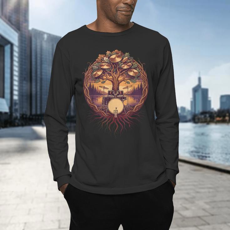 Drummer Drum Kit Musician Percussion Player Men's Long Sleeve T-Shirt Drummer Drum Kit Musician Percussion Player Men's Long Sleeve T-Shirt