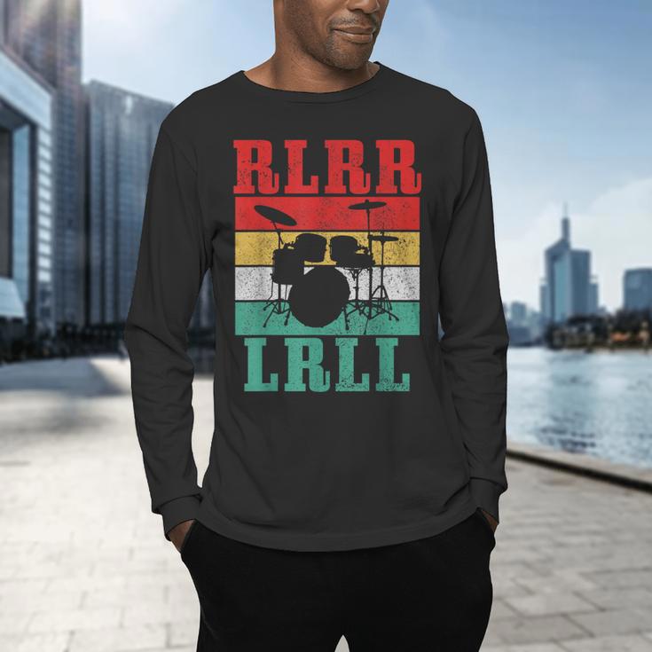 Drummer RLRR LRLL Vintage Drum Kit Men's Long Sleeve T-Shirt Drummer RLRR LRLL Vintage Drum Kit Men's Long Sleeve T-Shirt