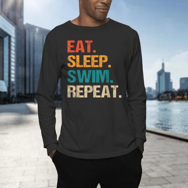 Eat Sleep Swim Repeat Pool Swimmer Water Polo Swimming Men's Long Sleeve T-Shirt Eat Sleep Swim Repeat Pool Swimmer Water Polo Swimming Men's Long Sleeve T-Shirt