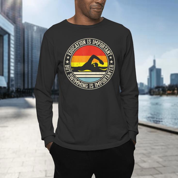 Education Is Important But Swimming Is Importanter Men's Long Sleeve T-Shirt