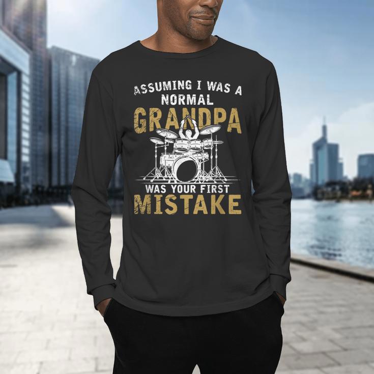 Grandpa Drummer Father's Day Drum Kit Men's Long Sleeve T-Shirt Grandpa Drummer Father's Day Drum Kit Men's Long Sleeve T-Shirt
