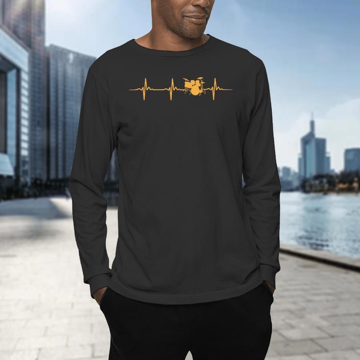 Great Drum Kit Heartbeat Drummer Men's Long Sleeve T-Shirt