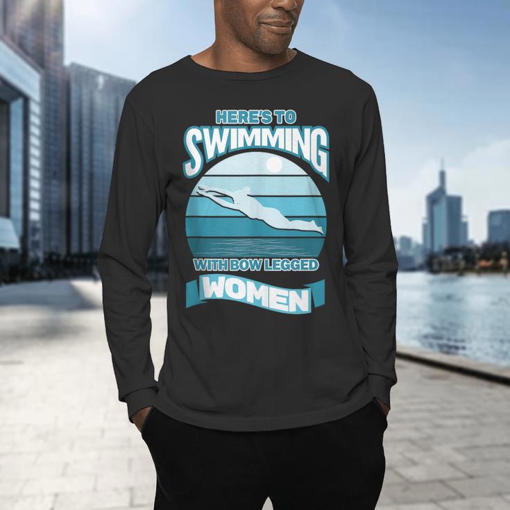 Here's To Swimming With Bow Legged Women Vintage Style Men's Long Sleeve T-Shirt Here's To Swimming With Bow Legged Women Vintage Style Men's Long Sleeve T-Shirt