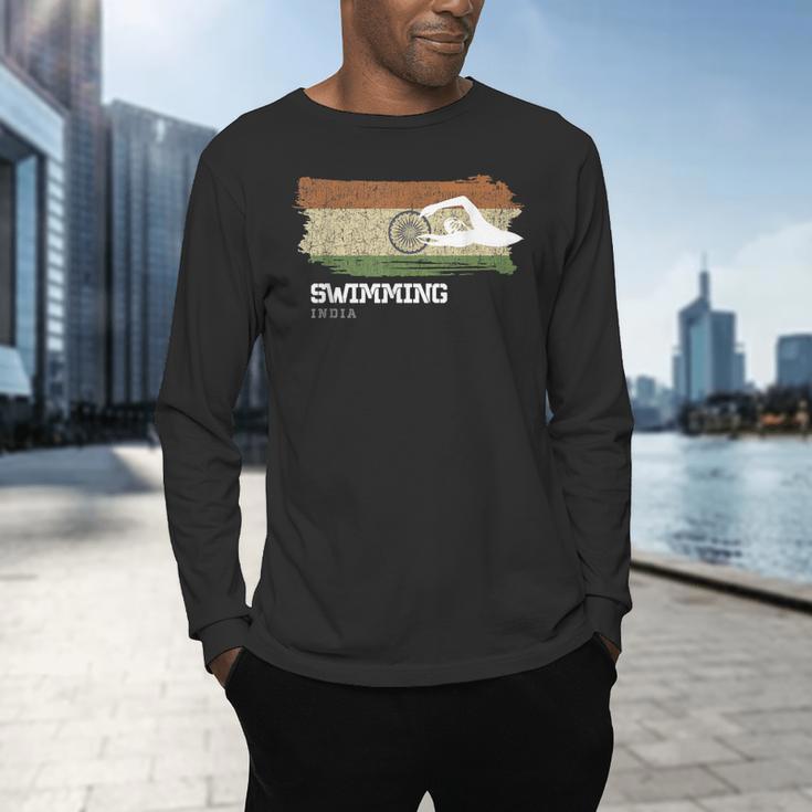 India Swimming Swimmer Water Sports Swimming Men's Long Sleeve T-Shirt