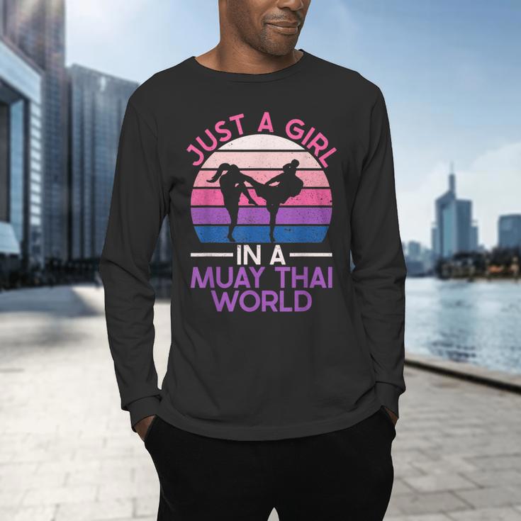 Just A Girl In A Muay Thai World Muay Thai Boxing Men's Long Sleeve T-Shirt Just A Girl In A Muay Thai World Muay Thai Boxing Men's Long Sleeve T-Shirt