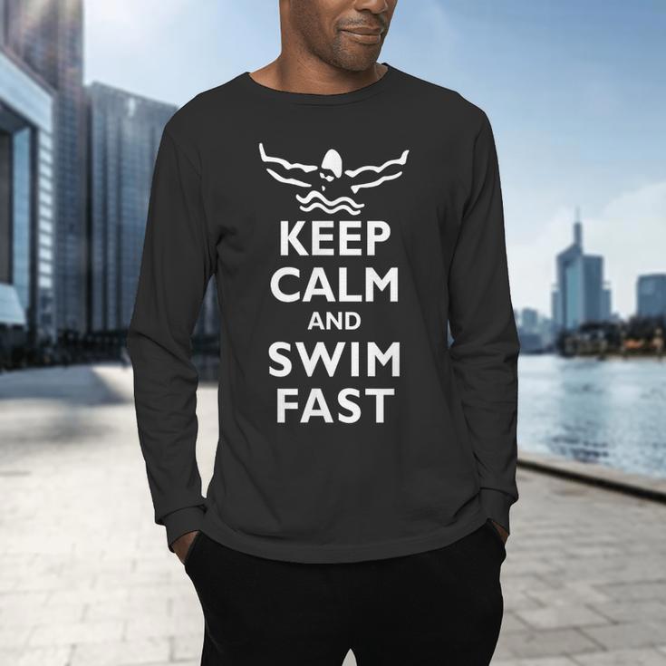 Keep Calm And Swim Fast Butterfly Swimming T-Shirt Men's Long Sleeve T-Shirt Keep Calm And Swim Fast Butterfly Swimming T-Shirt Men's Long Sleeve T-Shirt