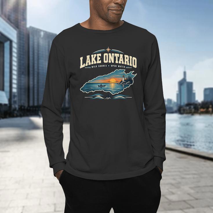 Lakes Lake Ontario Fishing Canoe Lighthouse Outdoor Men's Long Sleeve T-Shirt Lakes Lake Ontario Fishing Canoe Lighthouse Outdoor Men's Long Sleeve T-Shirt