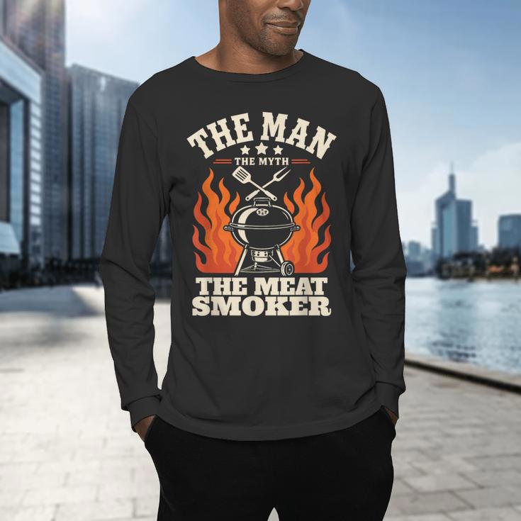 Man Myth Meat Smoker Legend BBQ Dad Men's Long Sleeve T-Shirt Man Myth Meat Smoker Legend BBQ Dad Men's Long Sleeve T-Shirt